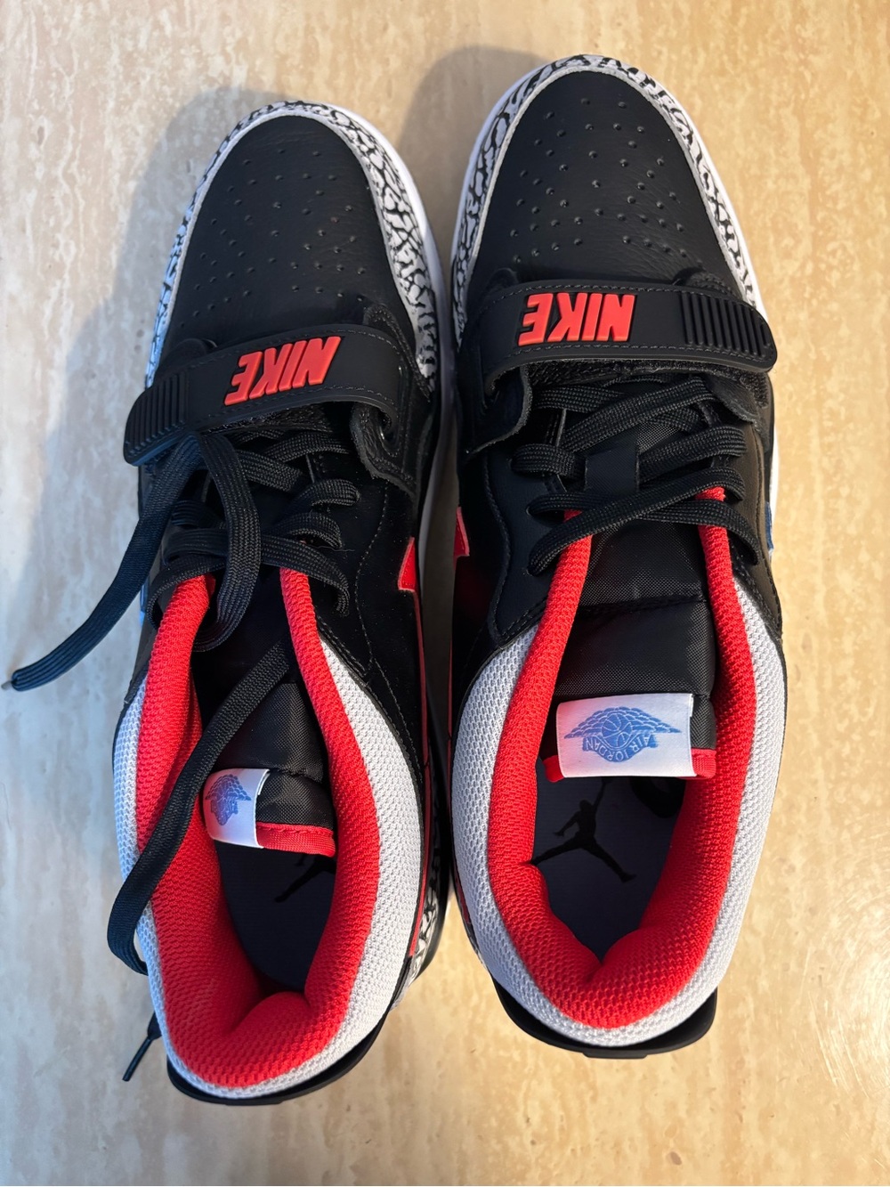 Nike Men’s Black, Red & White Low-Top Sneakers with Elephant Print